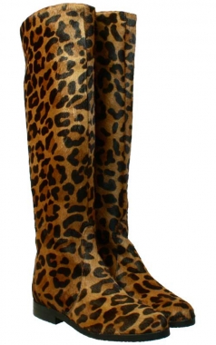 Leoparden Stiefel Boots Patagonia by Petruska - Damenstiefel Fell Leo-Look Cognac