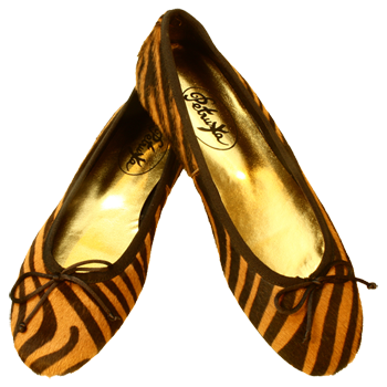 Tiger-Look Ballerinas Amur by Petruska - Fell Damenschuhe in Cognac