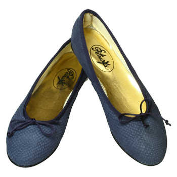 Blaue Ballerinas Key West by Petruska - Schlangeleder Damenschuhe in Blau