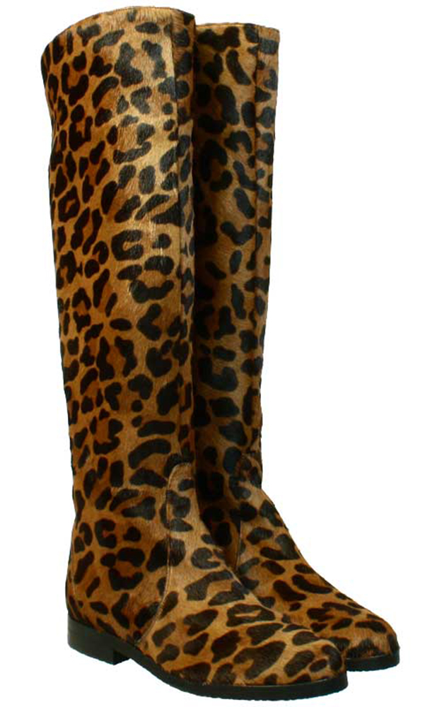 Damenstiefel Animalprint Leopard Fellstiefel mit Kreppsohle und