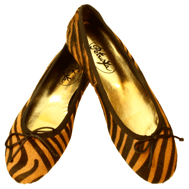 Tiger Fell-Ballerinas mit Animalprint - Ballerina Schleife in schwarz