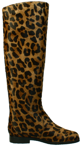 Damenstiefel mit Leoprint by Petruska - Fellstiefel Leo mit Kreppsohle