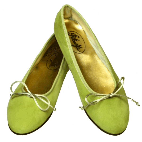 Candy-Grün-Ballerinas Manaus by Petruska - Wildleder Damenschuhe in Kiwi-Grün